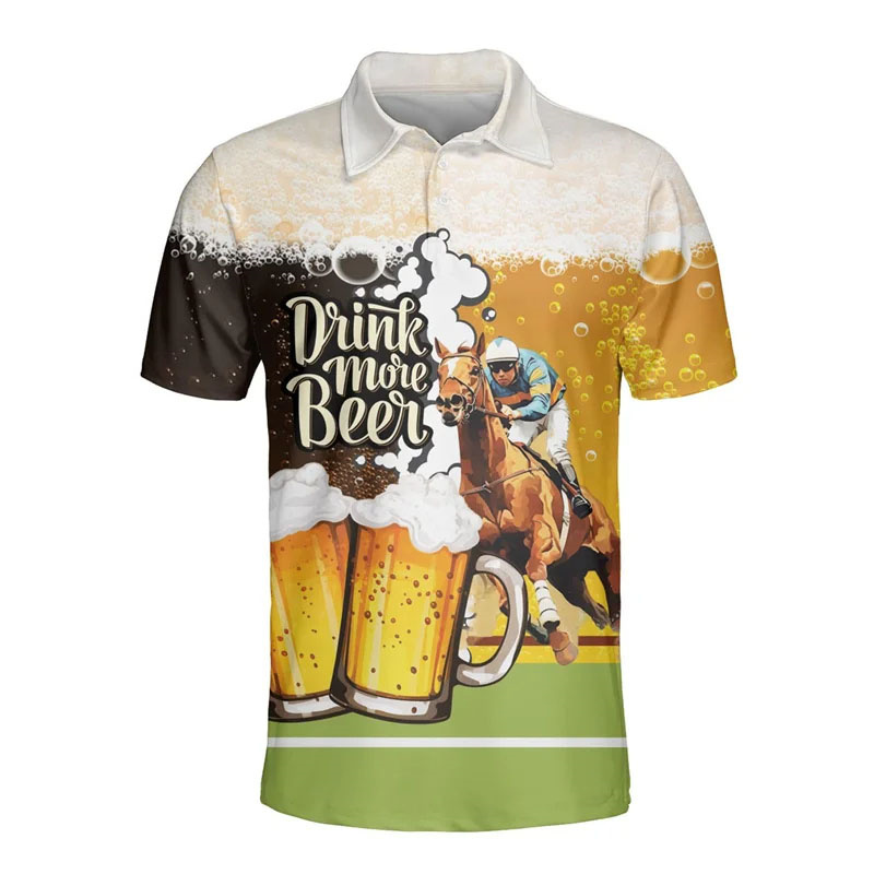 Polo Shirt Equestrian - Polo de bière hawaïenne imprimé en