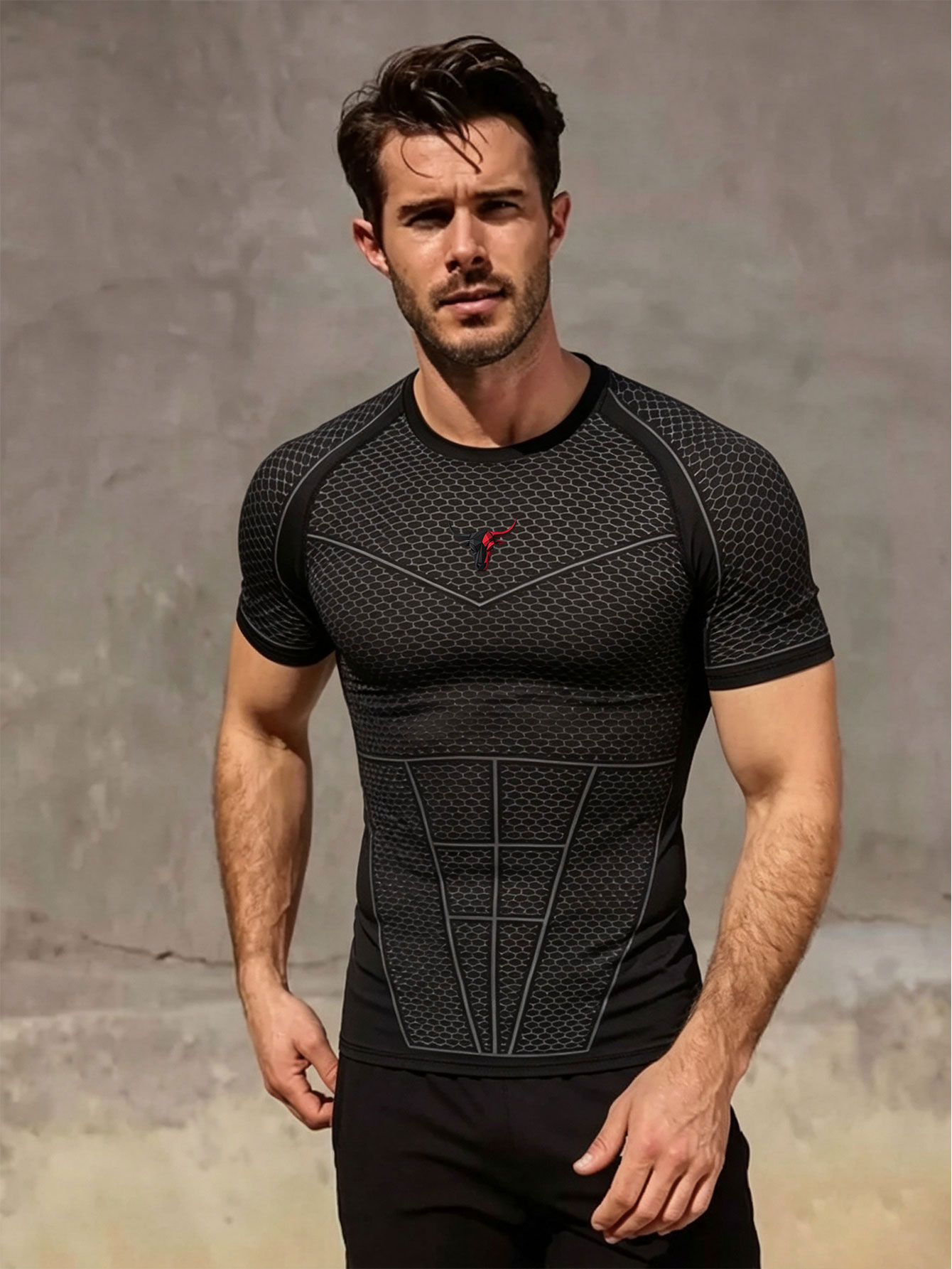 Outdoor Sport.Hub - T-shirt de compression imprimé pour homme