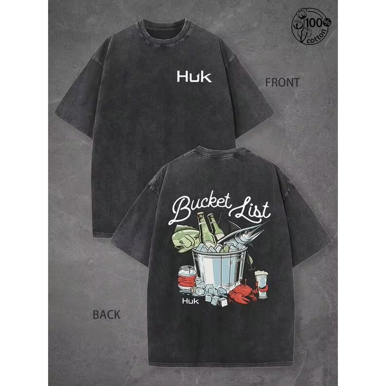 Outdoor Sports List - T-shirt graphique Huk Bucket List Fishing