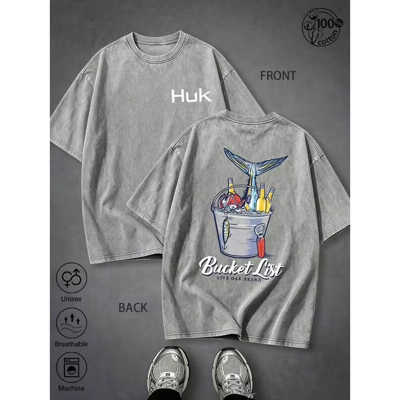 Outdoor Sports List - T-shirt imprimé American Outdoor Style Bucket