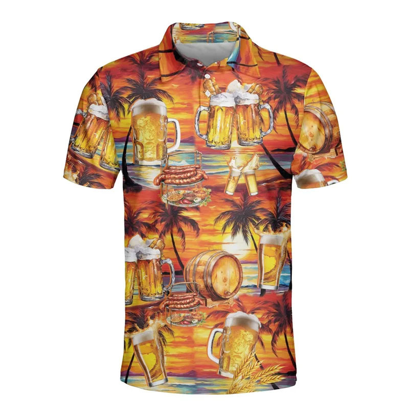 Polo de bière hawaïenne imprim - Polo Shirt Equestrian avis et prix