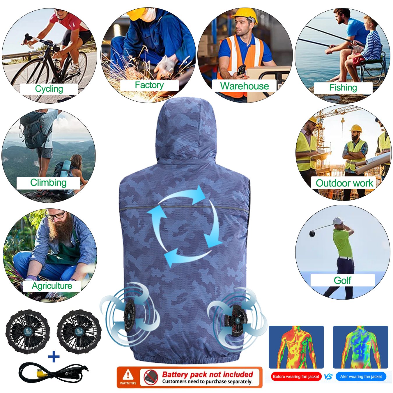 Gilet de sport d'été 12V/5V av - Outdoor Sport Jacket Brand avis et prix
